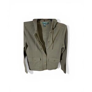 Lauren Ralph Lauren Women's Size P/M Olive Full Zip Snap Button Hoodie